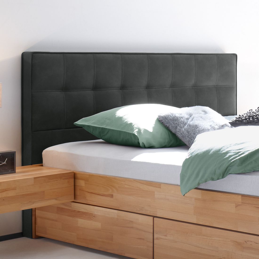 Doppelbett Mirenda Komfort Kernbuche Massivholz mit Schubkasten