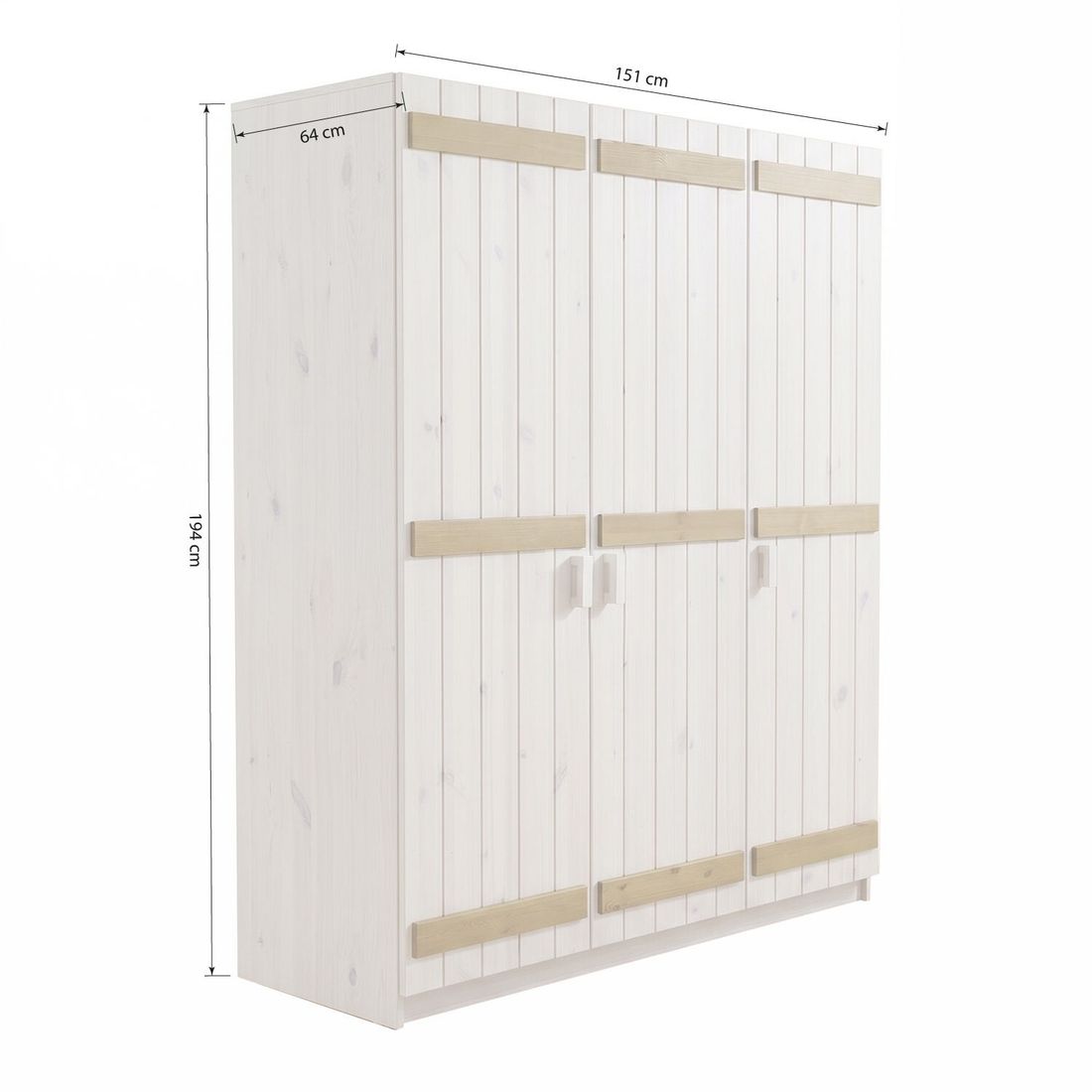 Drehtüren-Kleiderschrank Kids Paradise Kiefer Massivholz H 194cm