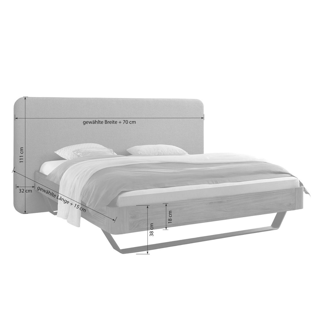 Bett Livian Nussbaum Massivholz