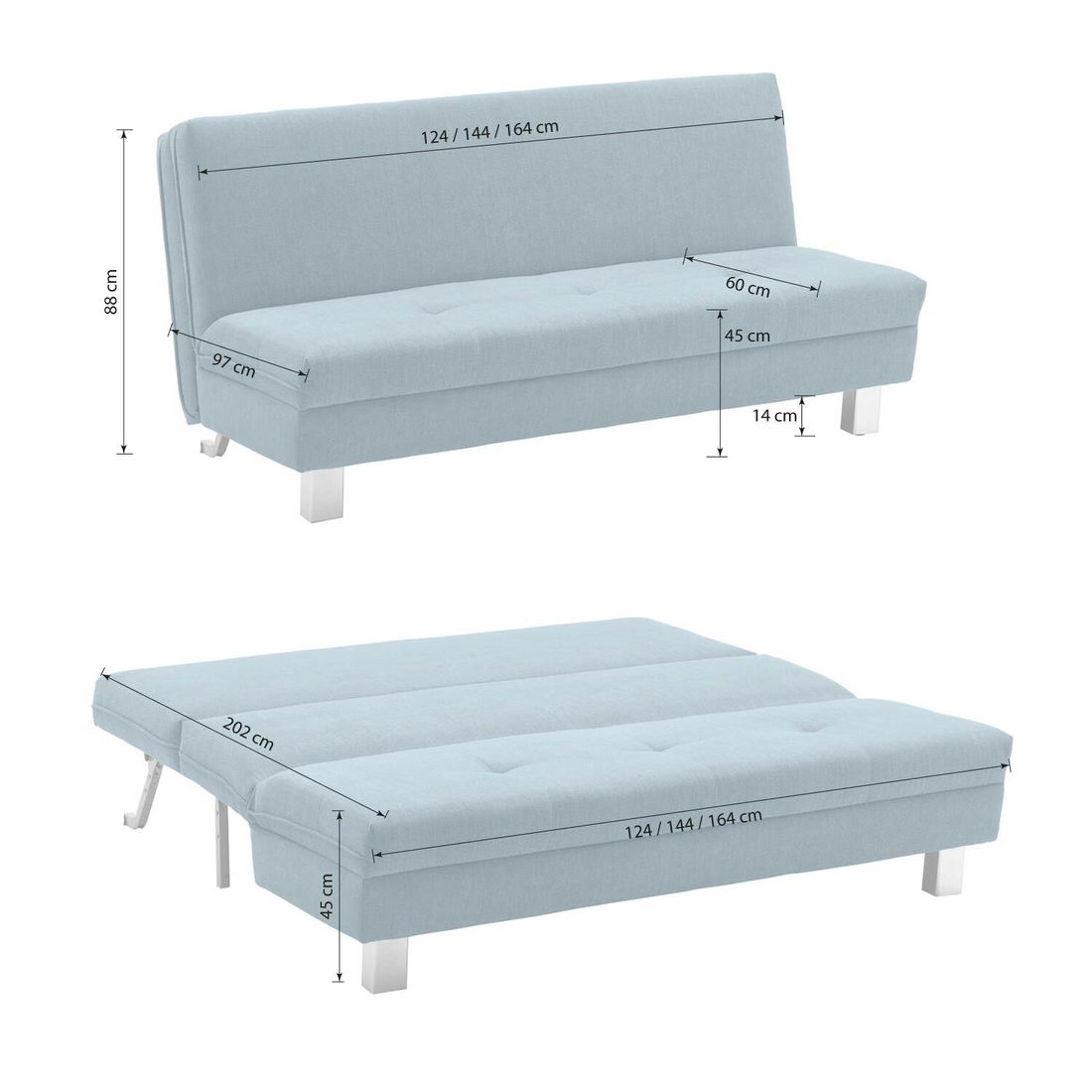 Schlafsofa Monio Velours mit Lattenrost