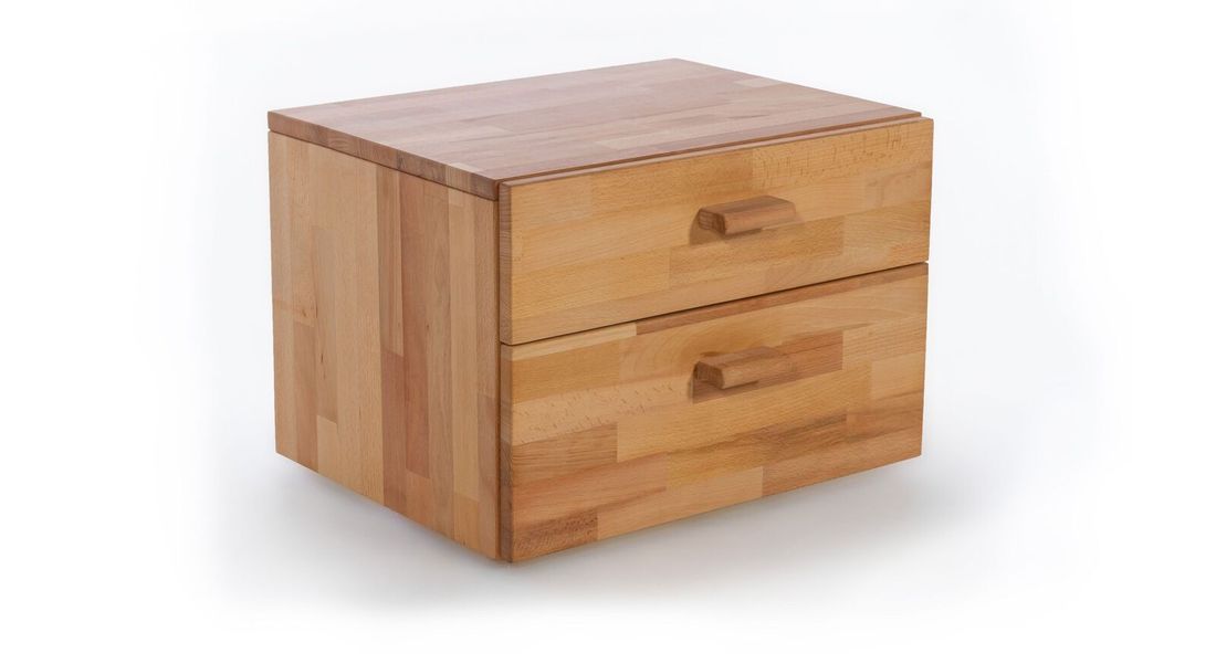HOMELIV. Nachttisch Tamira Kernbuche Massivholz H 38cm