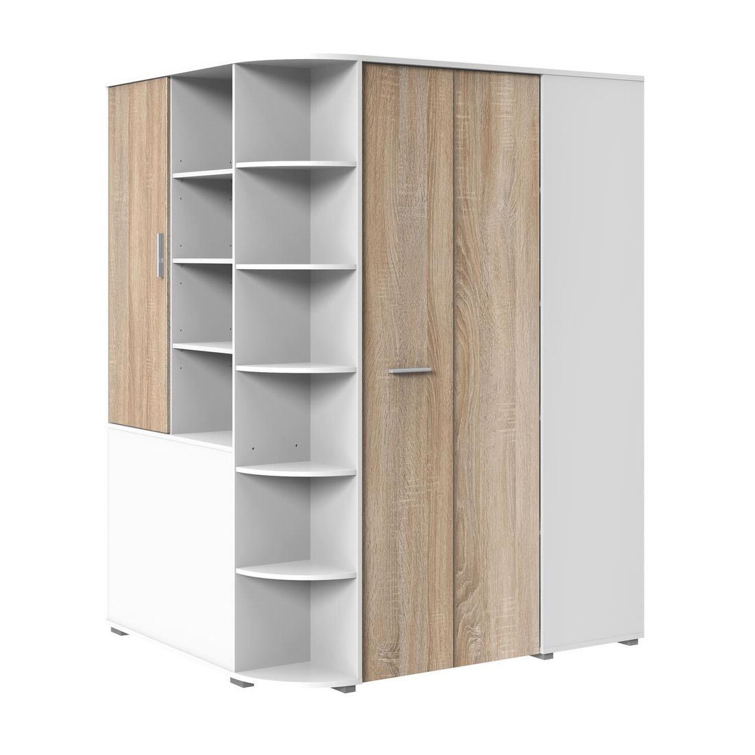 Eck-Kleiderschrank Solero begehbar mit Innenausstattung 124x201cm