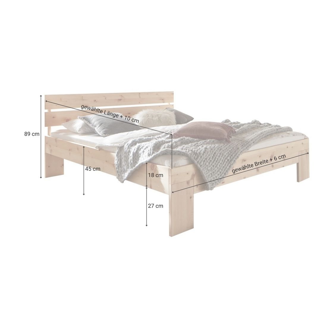 Bett Bondone Komfort Zirbe Massivholz