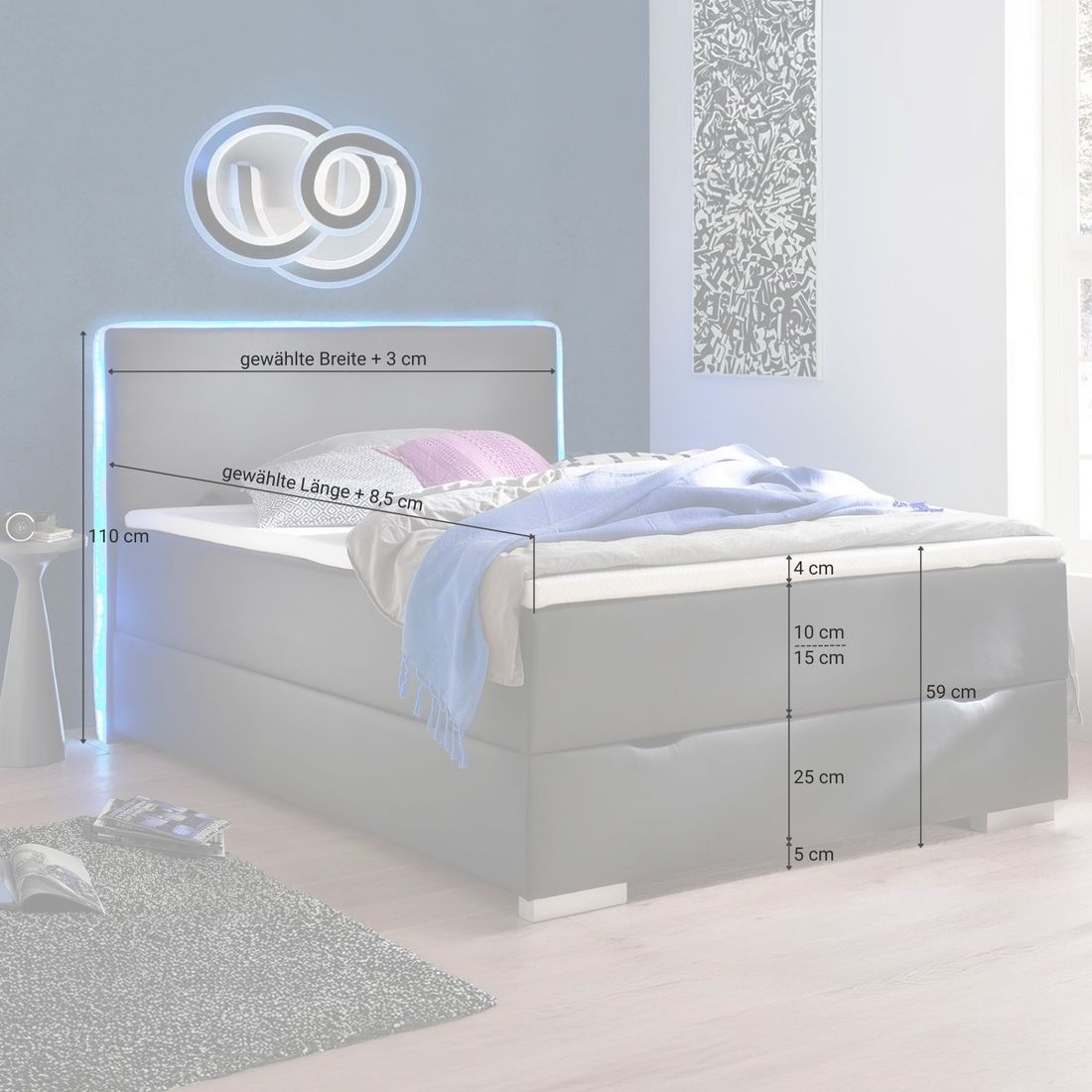Bettkasten-Boxspringbett Merwin