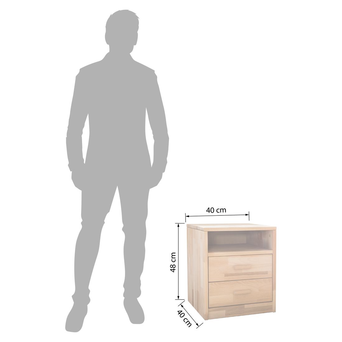 Nachttisch Luise Kernbuche Massivholz H 48 cm