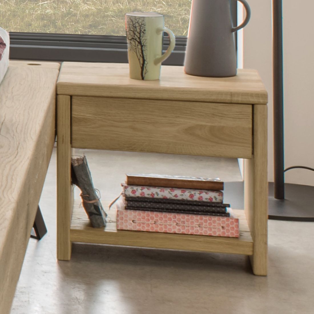 Nachttisch Vetralla Wildeiche Massivholz H 40cm