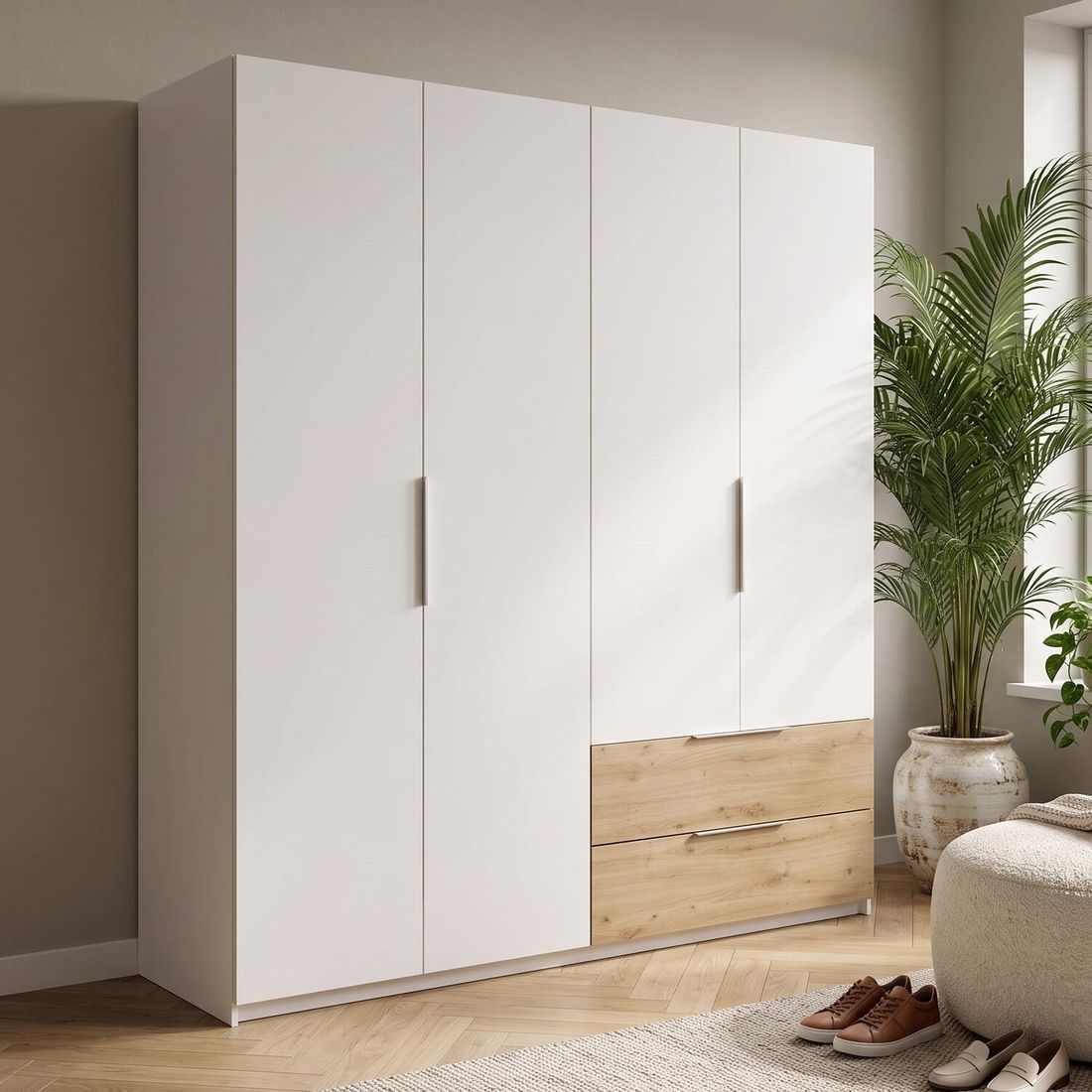 Falttüren-Kleiderschrank Riona mit Schubladen 182x210cm