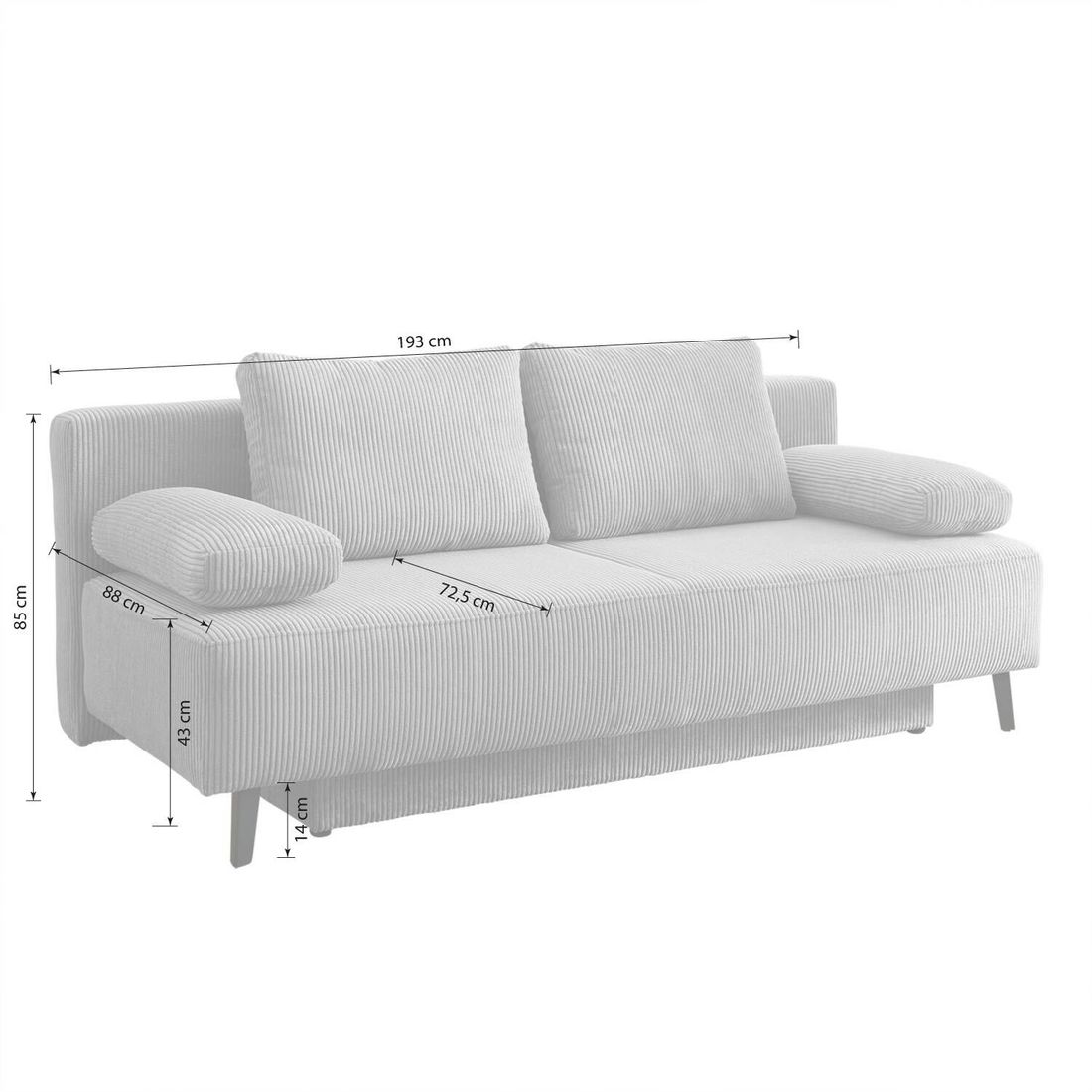 Schlafsofa Peluca Cord mit Bettkasten