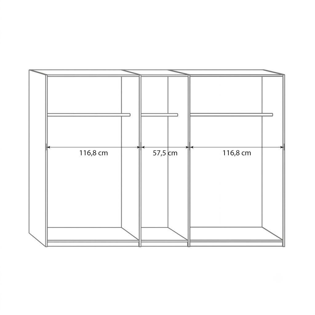 Drehtüren-Kleiderschrank Vildan Wildeiche Massivholz mit Glasfront 300x216cm