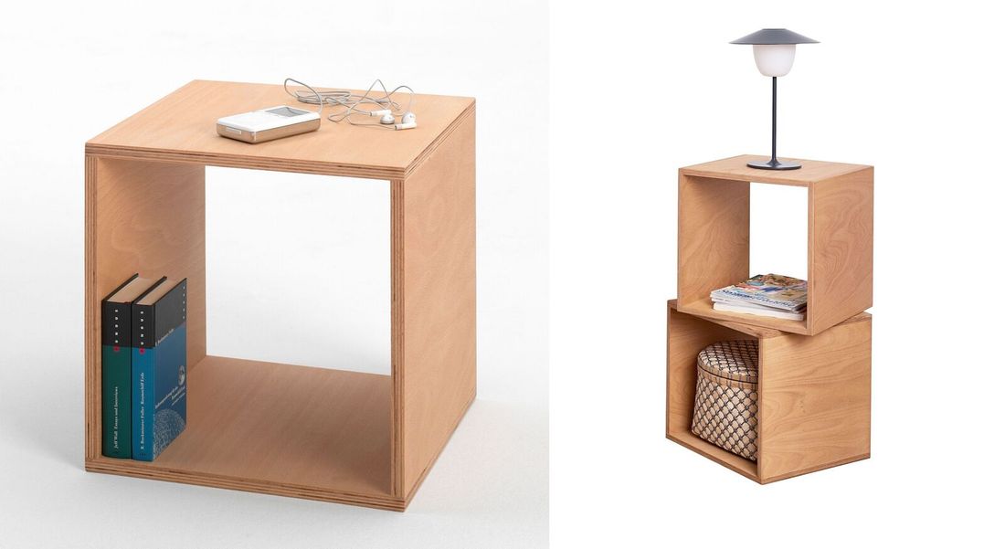 Tojo Nachttisch Cube Buche Massivholz H 35cm