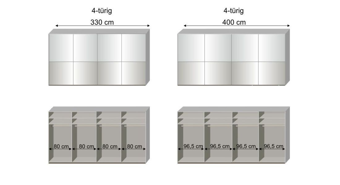 Schwebetüren-Kleiderschrank Shanvalley mit Glasfront