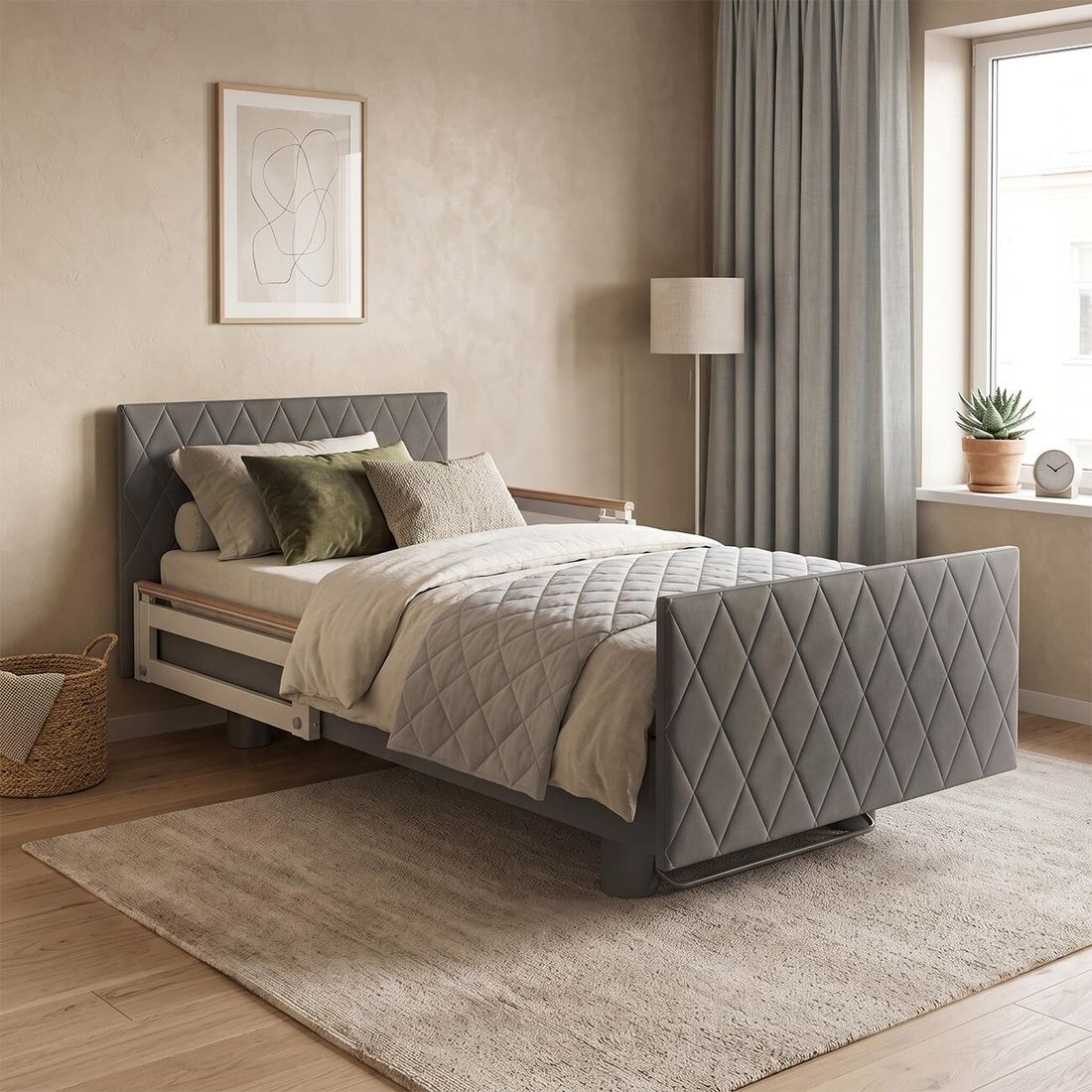 Komfortbett mit Pflegebett-Funktion Borkum Kunstleder mit Tellerrost