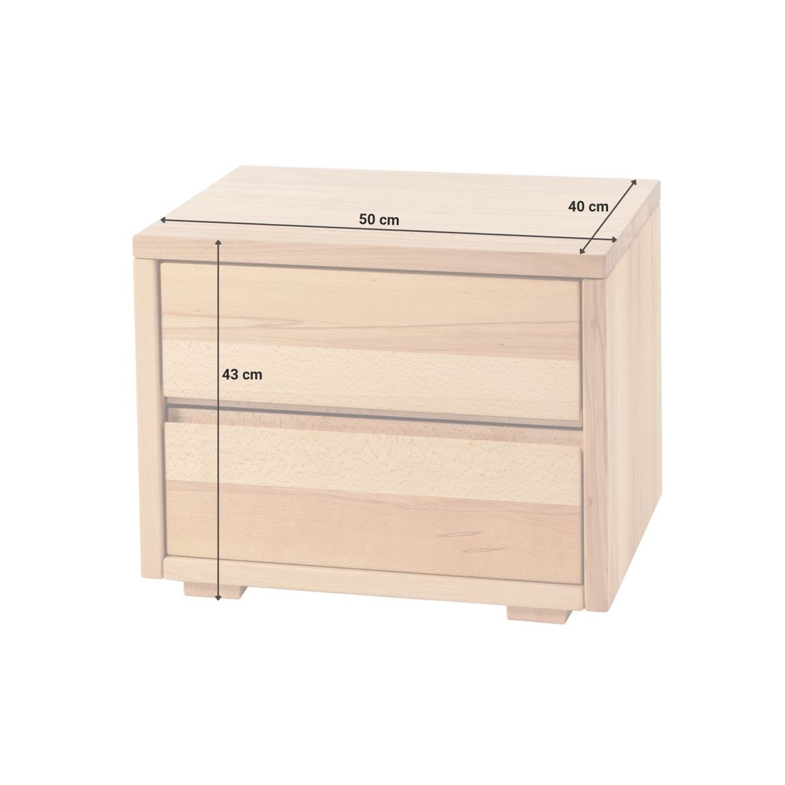 Nachttisch Joris Wildbuche Massivholz H 43cm