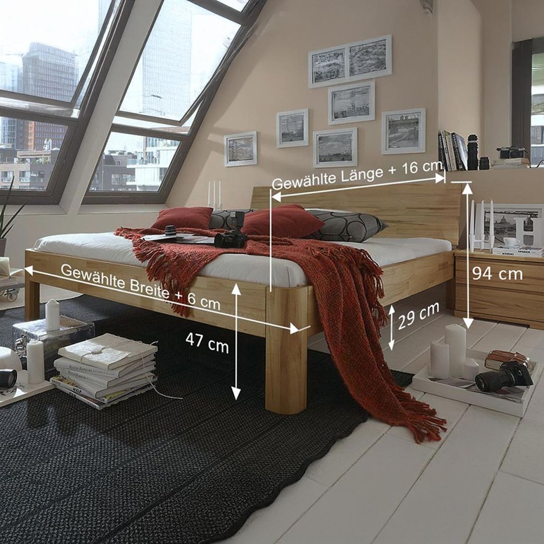 Bett Rodari Komfort Kernbuche Massivholz
