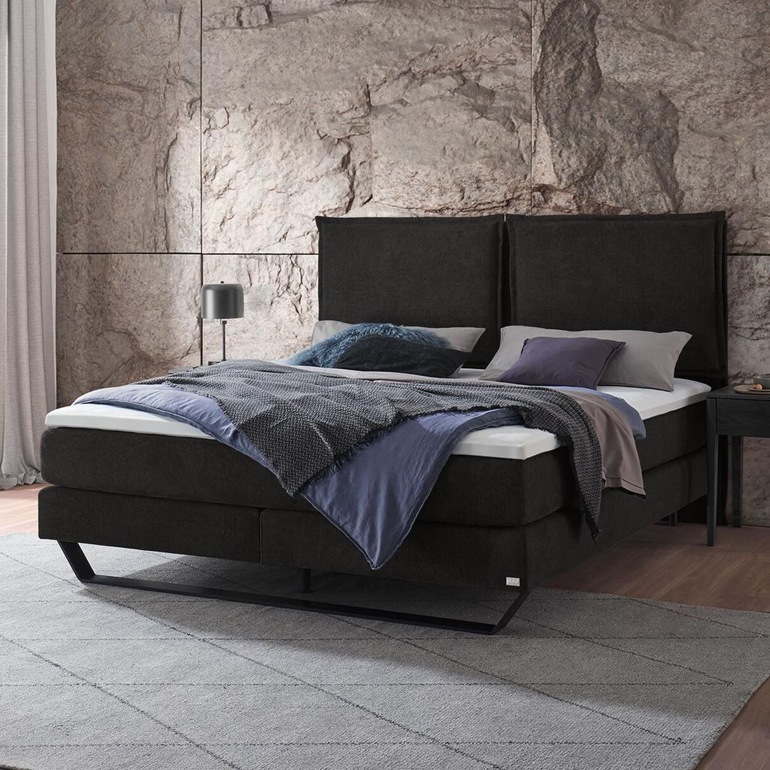 Boxspringbett Rimossa Velours-Strukturstoff