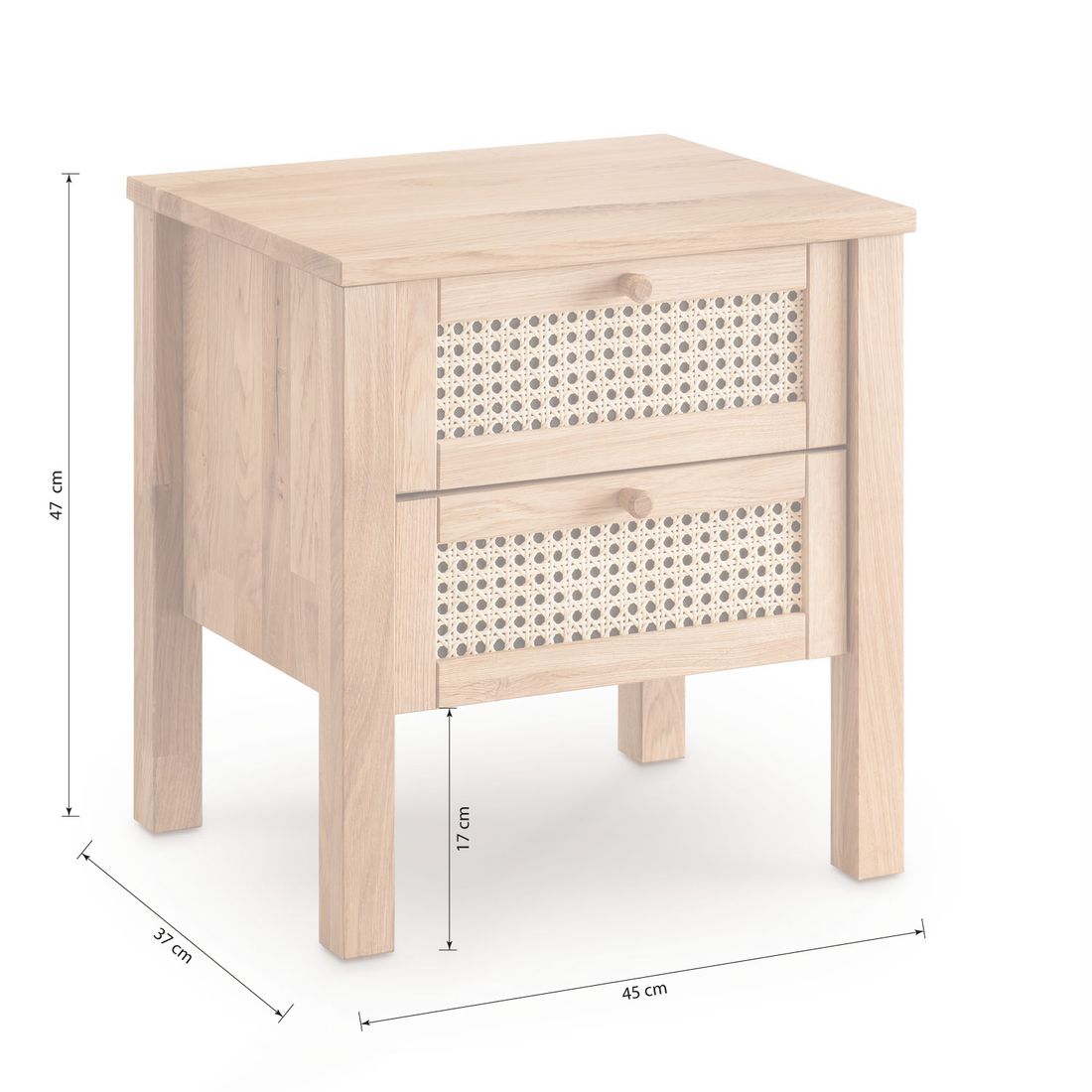 HOMELIV. Nachttisch Faye Eiche Massivholz H 47cm