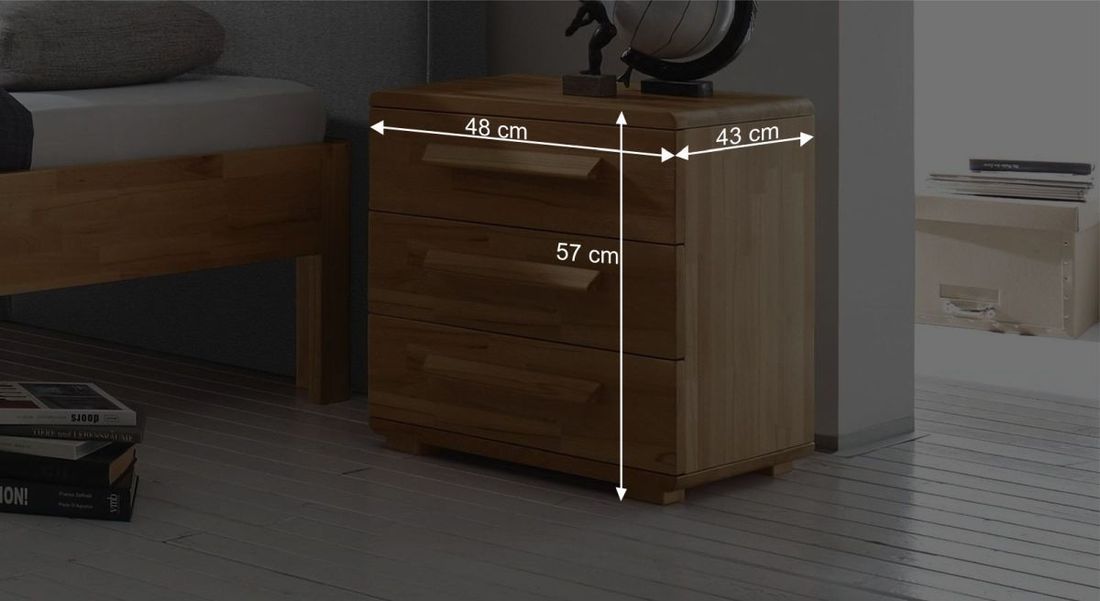 Nachttisch Barra Kernbuche Massivholz H 57cm