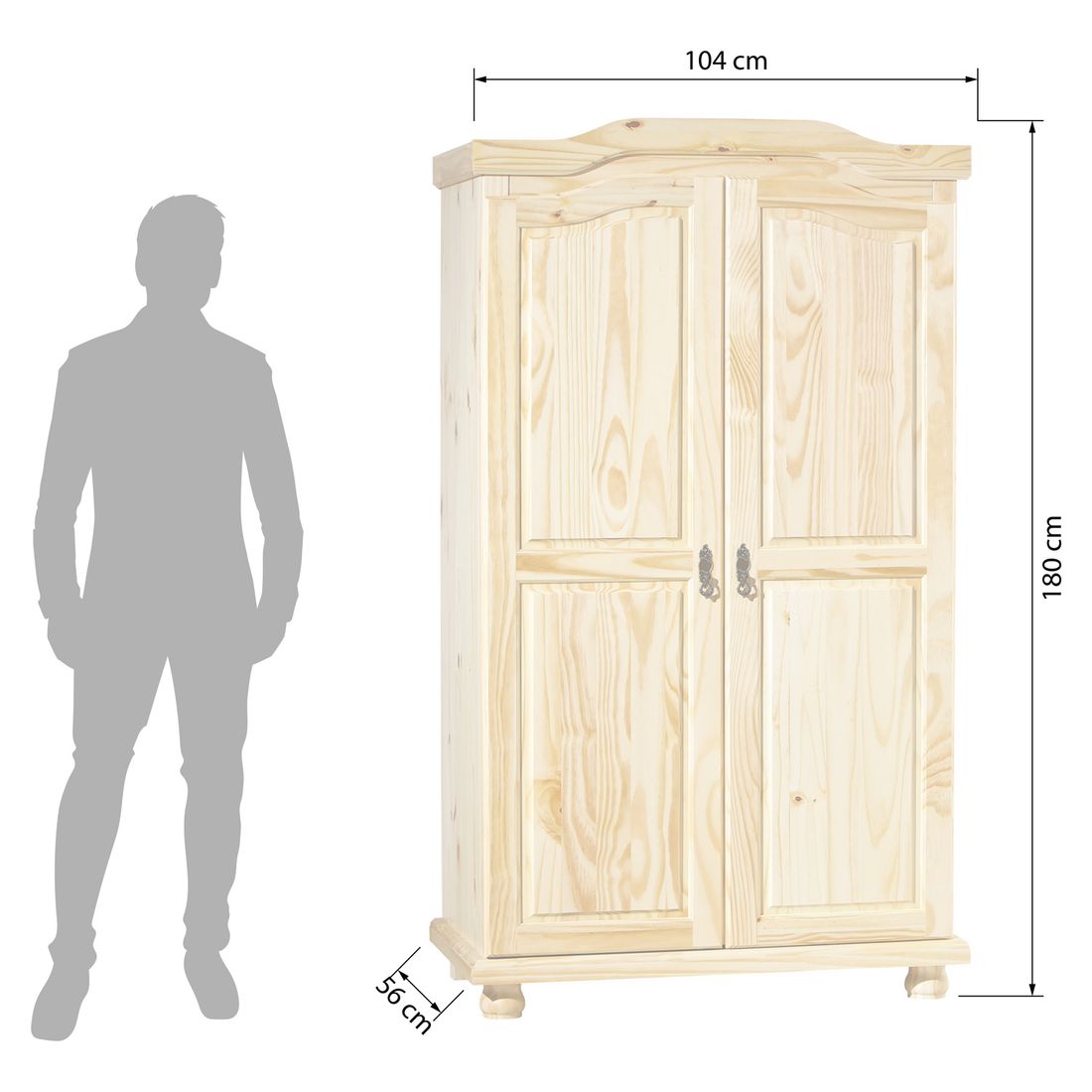 Drehtüren-Kleiderschrank Villach Kiefer Massivholz