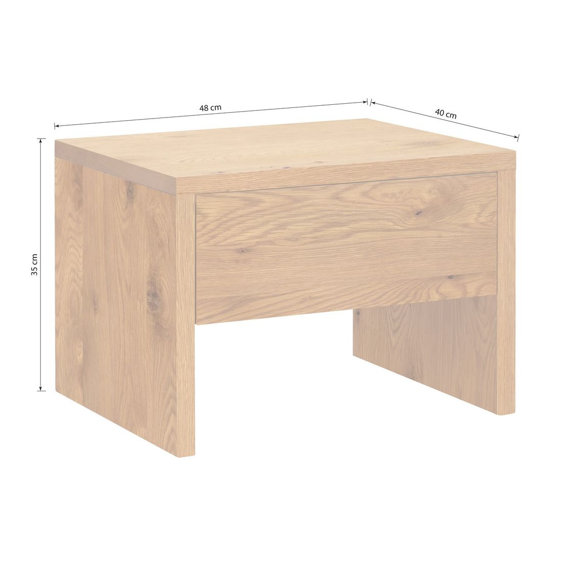 Nachttisch Tumas Wildeiche Massivholz H 35cm