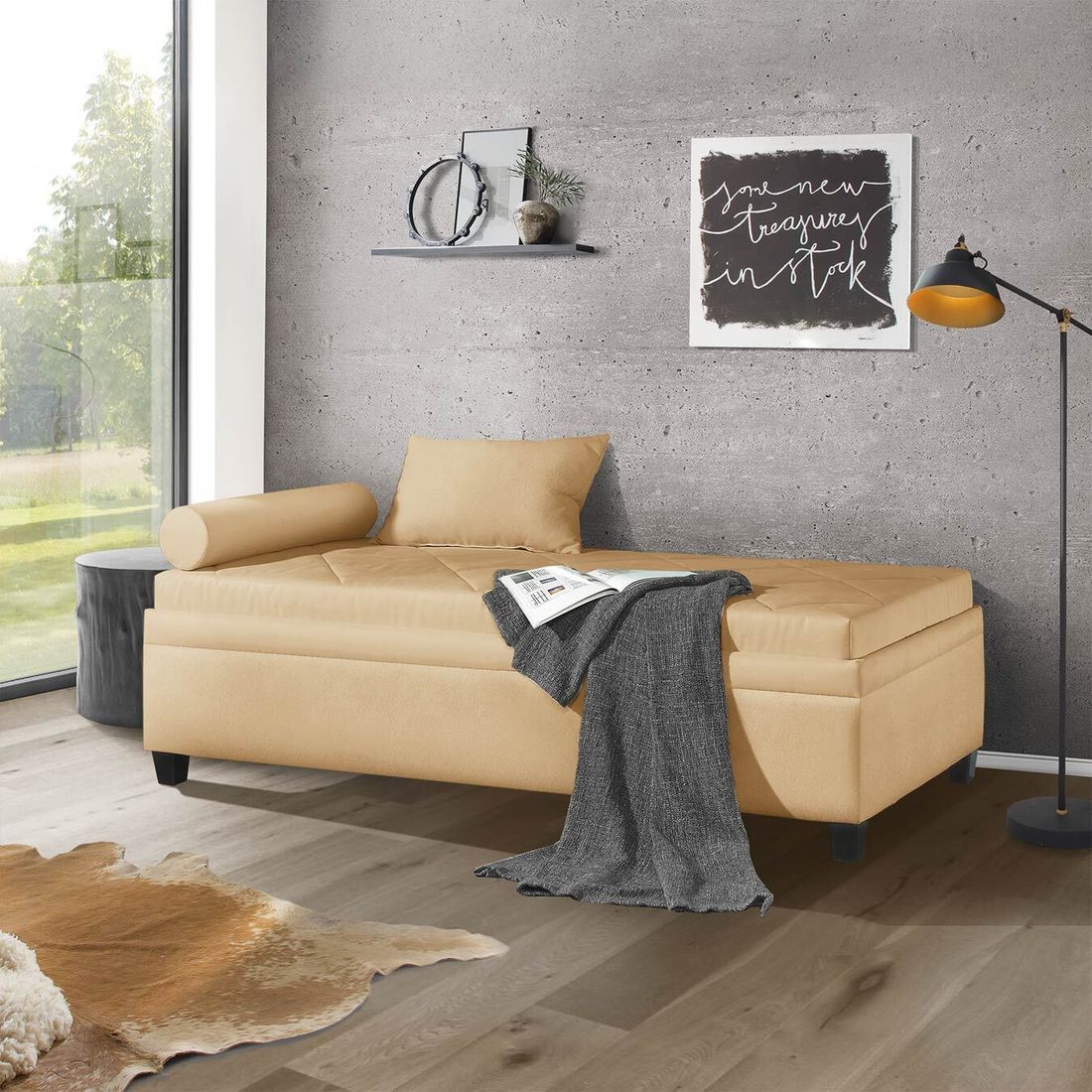 Relaxliege Kamina Komfort Microvelours mit Bettkasten