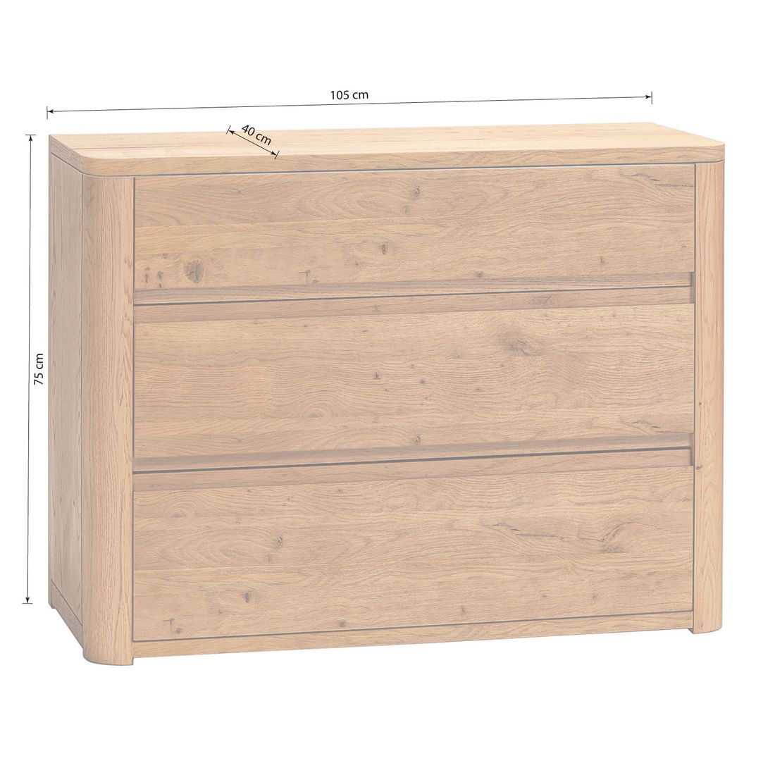 Kommode Dosima Wildeiche Massivholz mit Schubladen