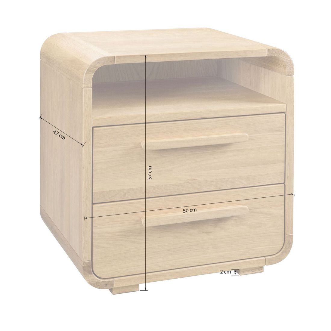 Nachttisch Trosa Eiche Massivholz H 57cm