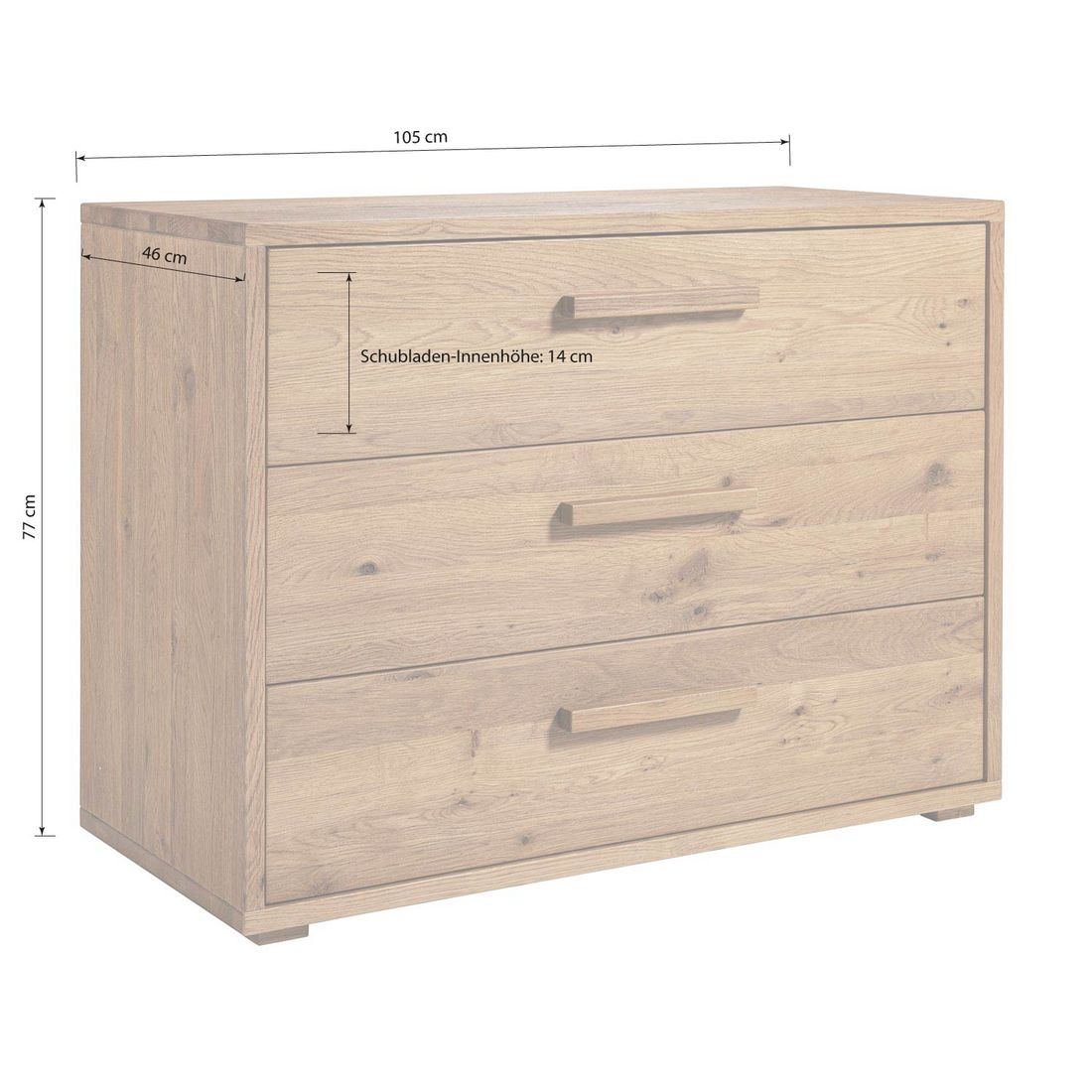 Kommode Duranta Wildeiche Massivholz mit Schubladen