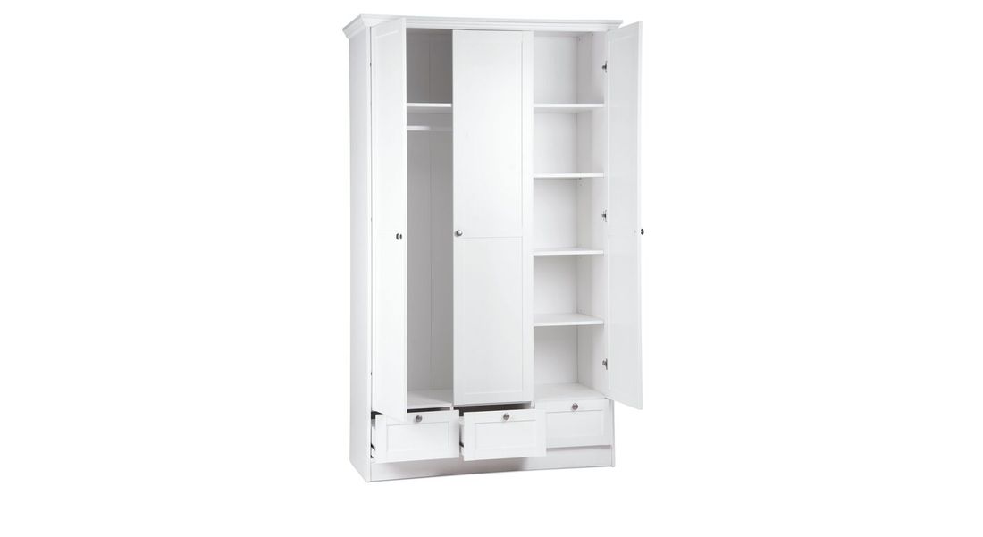 Drehtüren-Kleiderschrank Holmar 3-türig mit Schubladen