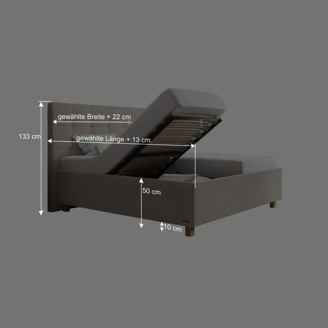 SCHLARAFFIA Polsterbett Medea Komfort Microvelours/Webstoff mit Bettkasten und Lattenrost