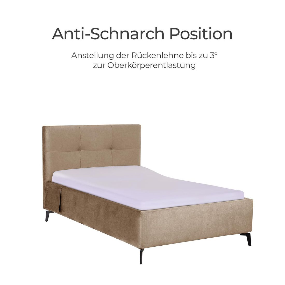 Polsterbett Elin Komfort Velours mit Pflegebett-Funktion und Lattenrost