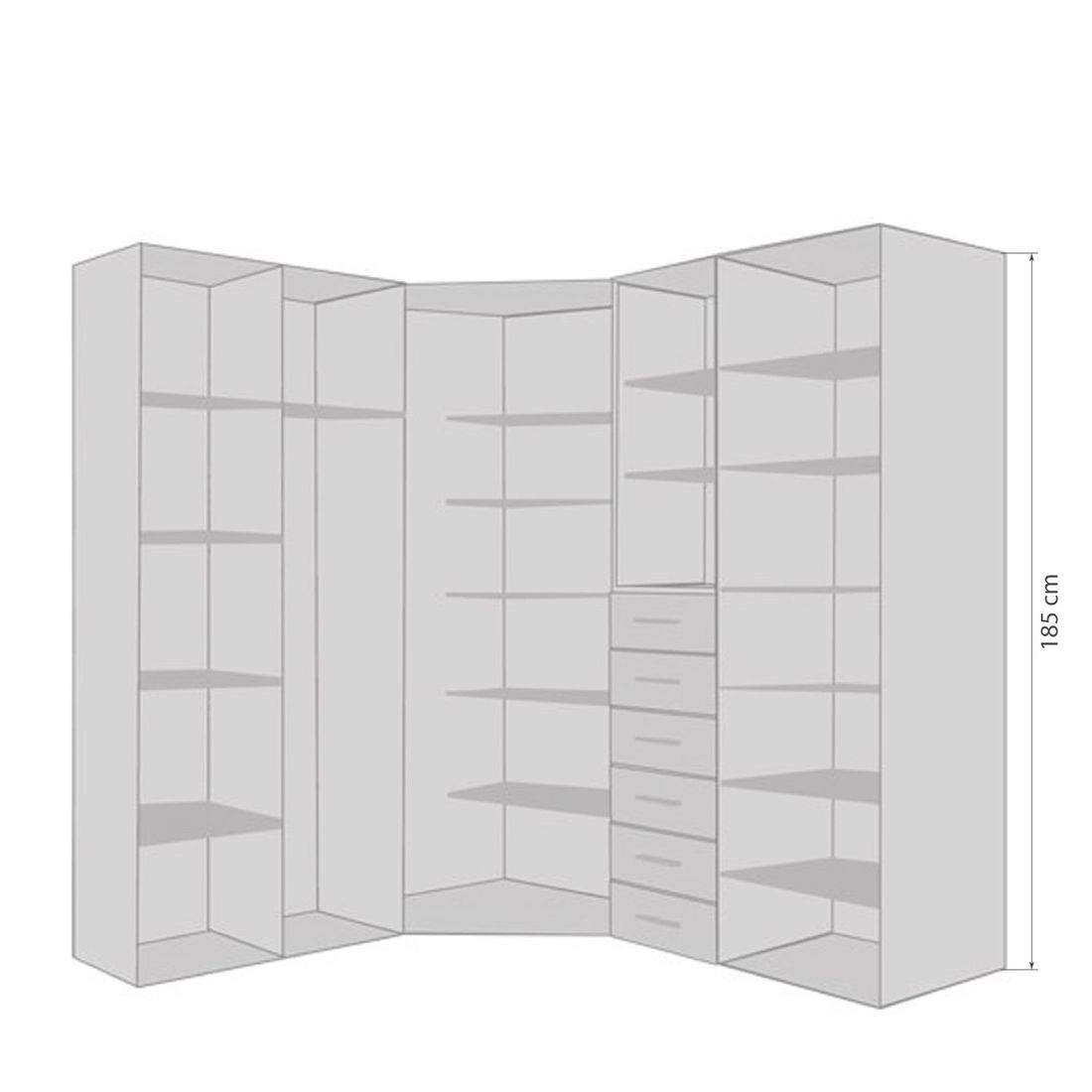 Eck-Kleiderschrank Divisa mit Innenausstattung
