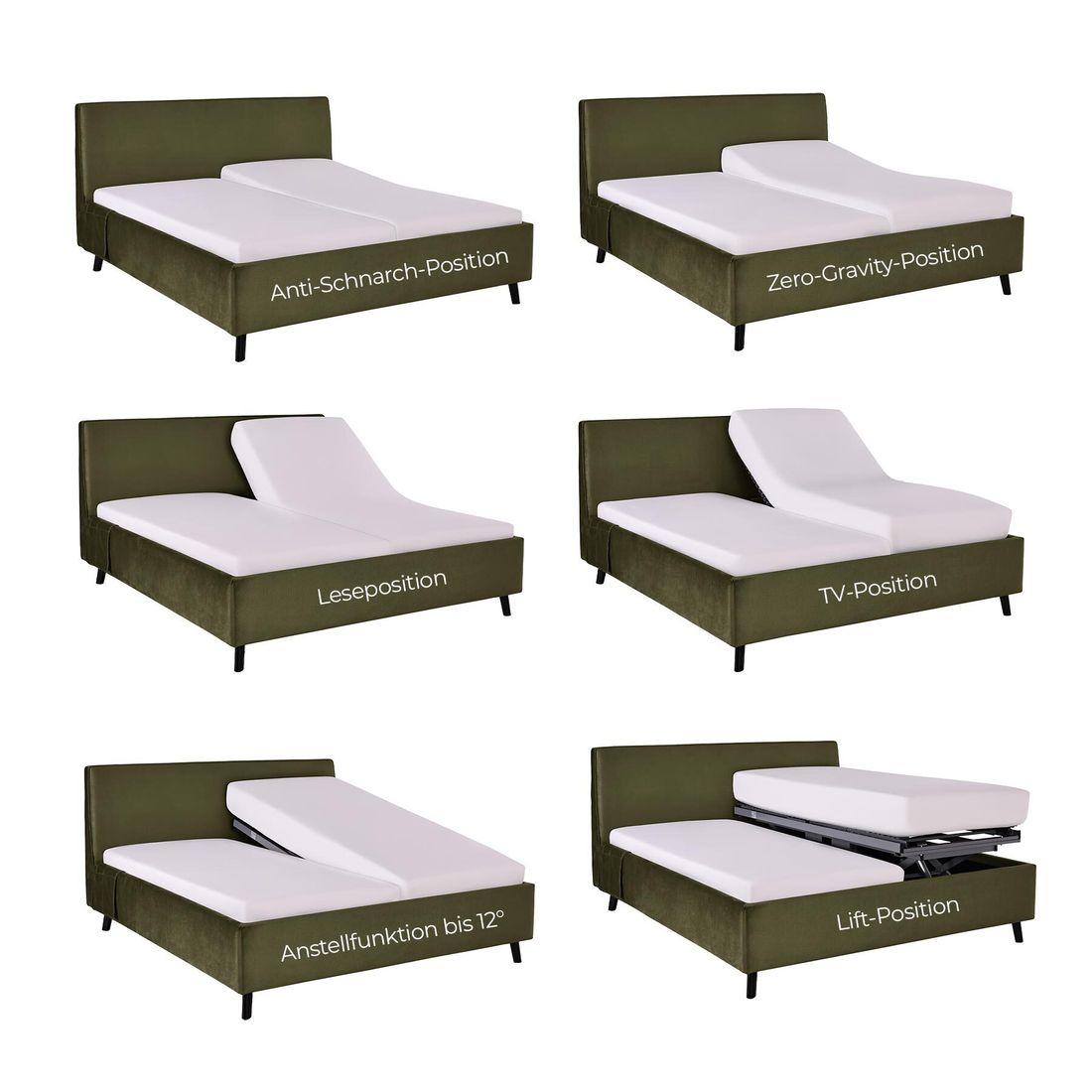Polsterbett Thea Komfort Velours mit Pflegebett-Funktion und Lattenrost