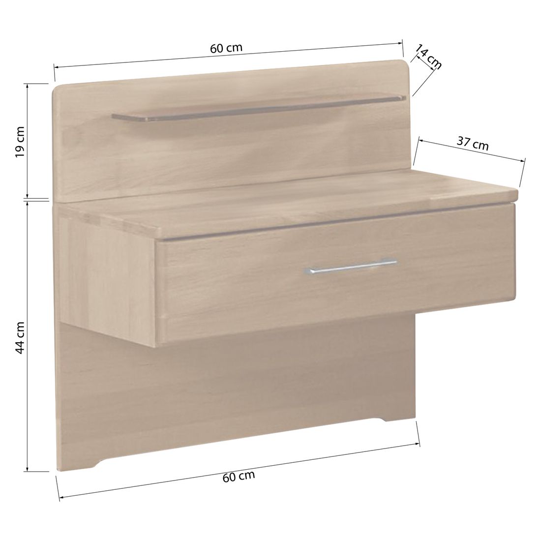 Nachttisch Aliano Erle teilmassiv H 44cm