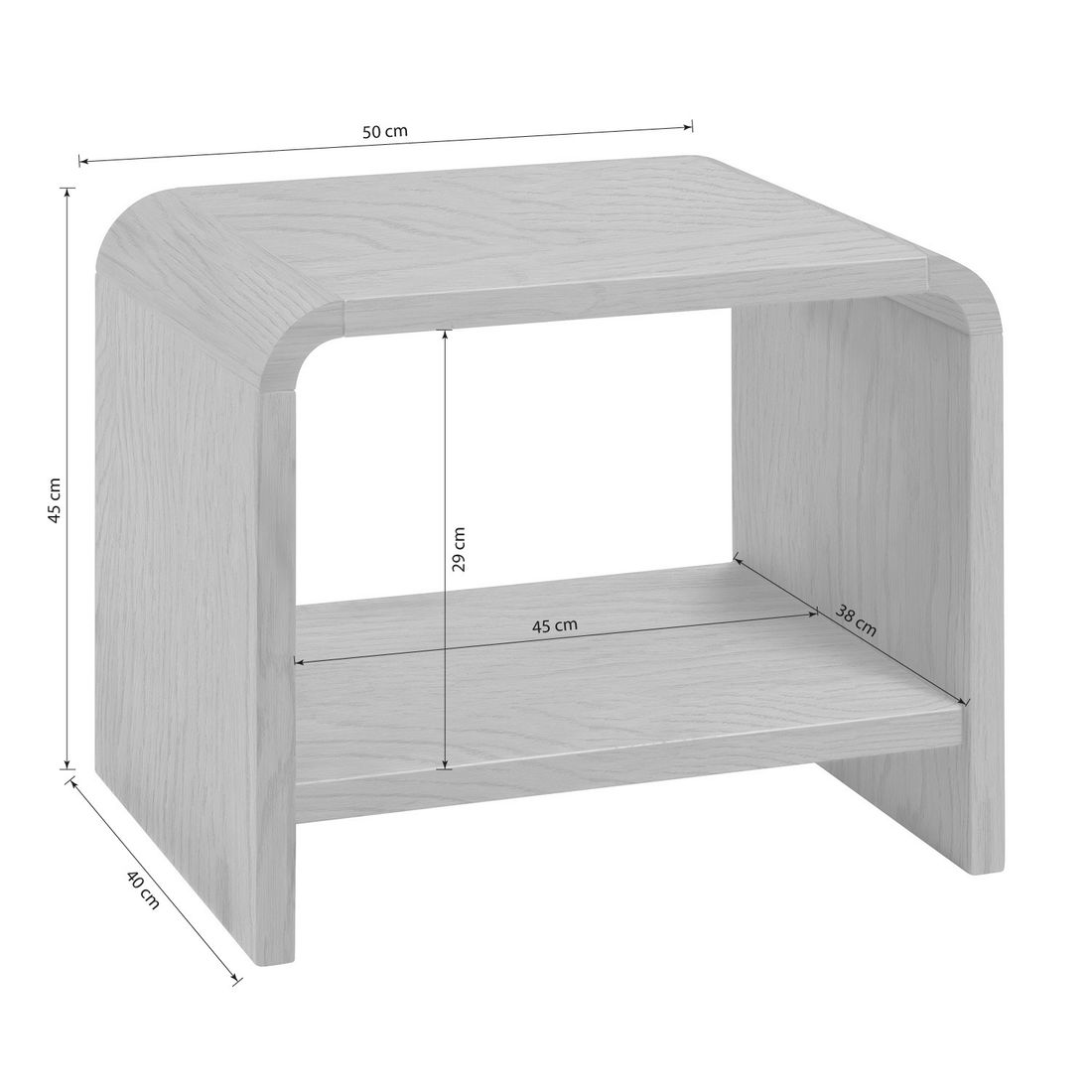 Nachttisch Ecuador Eiche Massivholz H 40cm