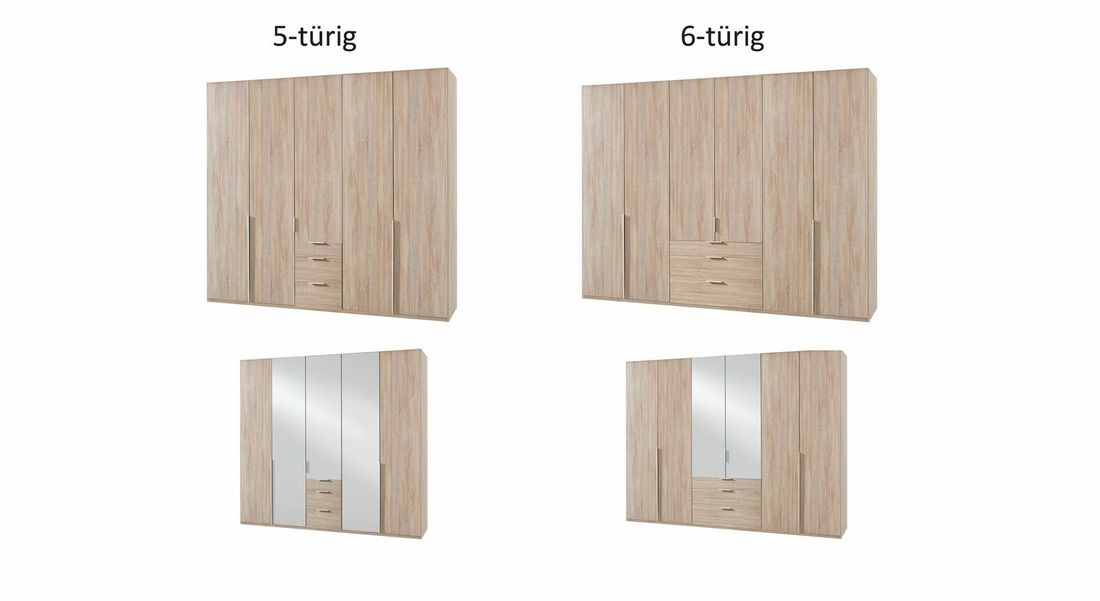 Drehtüren-Kleiderschrank Coreno Eiche Dekor mit Schubladen