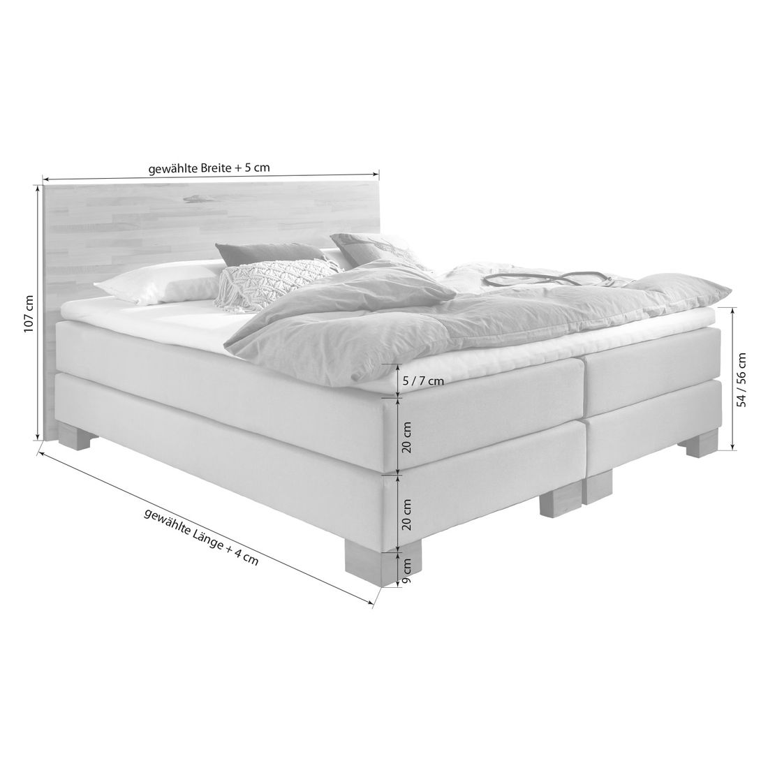 HOMELIV. Boxspringbett Peachland Webstoff
