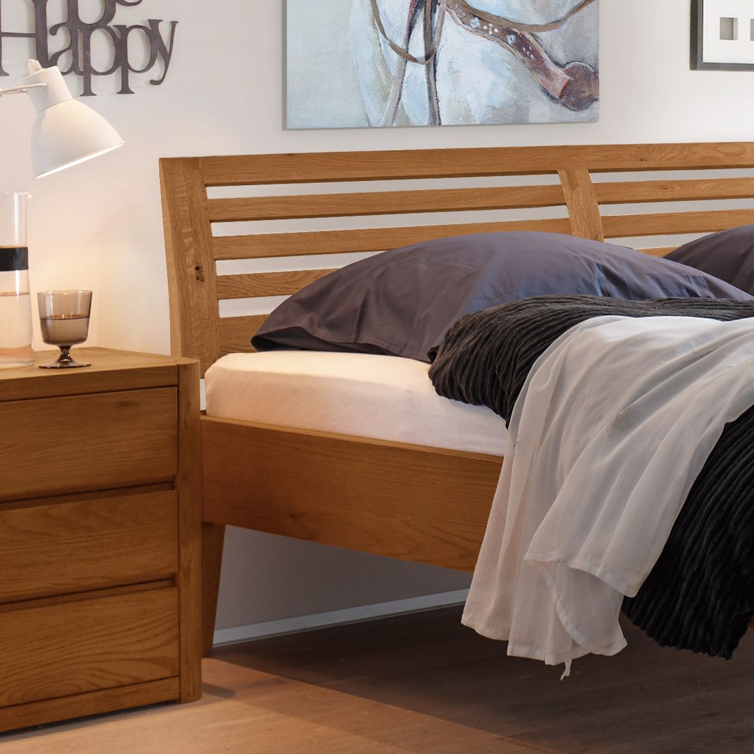 Bett Barcelona Eiche Massivholz