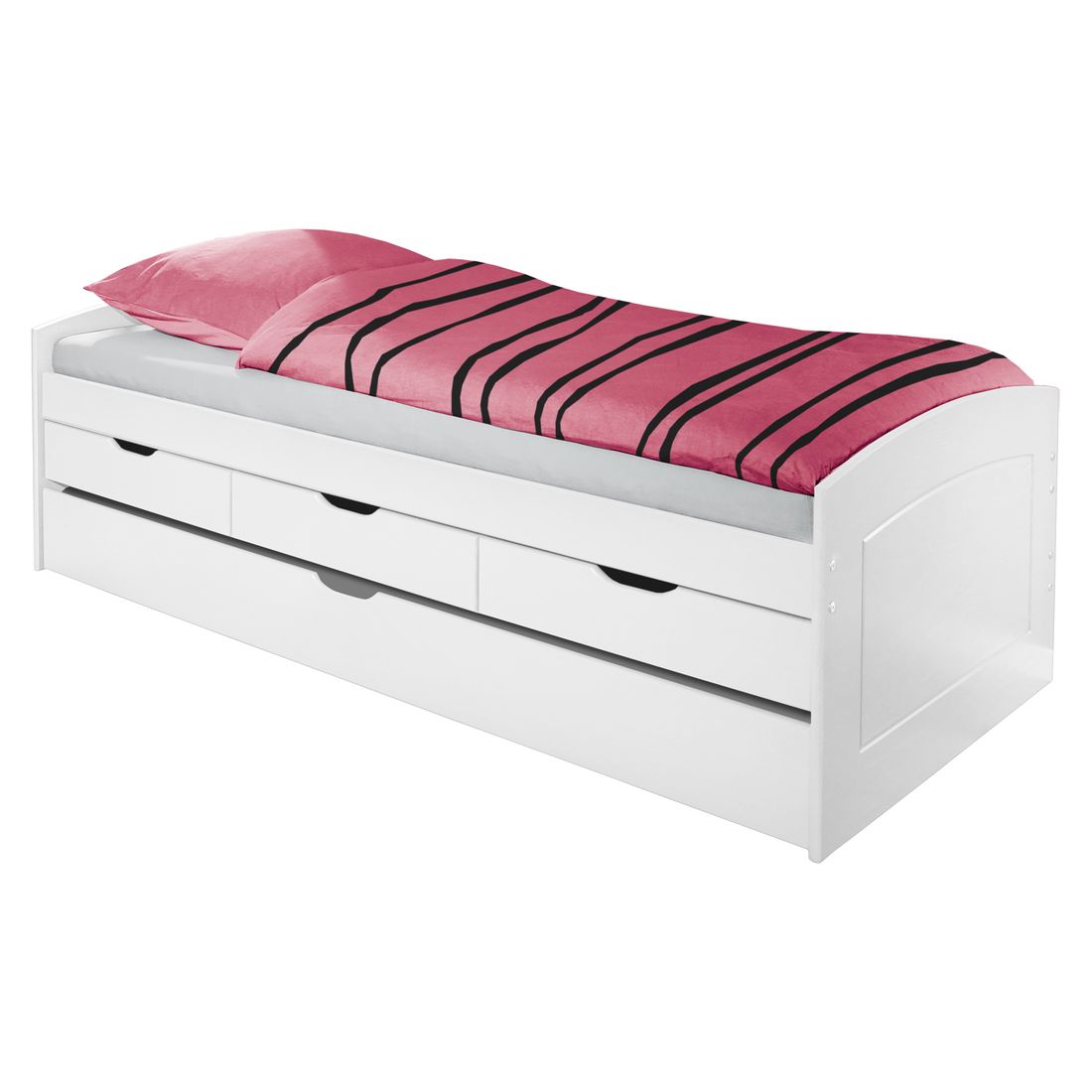 Ausziehbett Nouna Kiefer Massivholz mit Lattenrost und Bettschublade