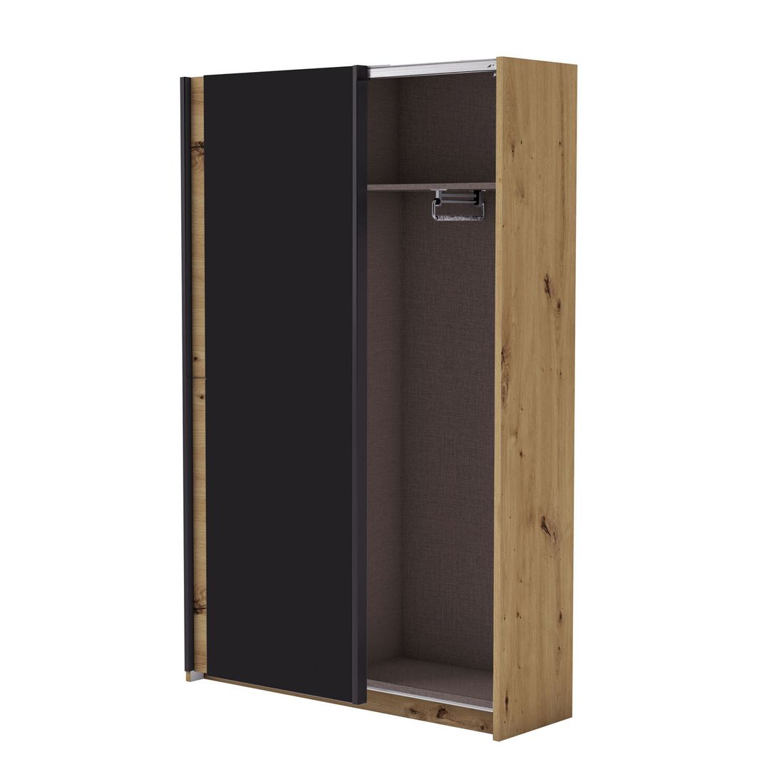 Schwebetüren-Kleiderschrank Nardo Eiche Dekor mit Innenausstattung 125x196cm