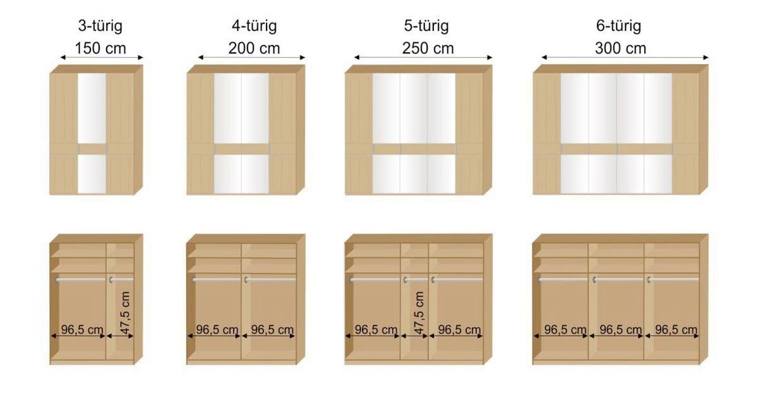 Musterring Drehtüren-Kleiderschrank Savona 2.0 Eiche teilmassiv mit Glasfront