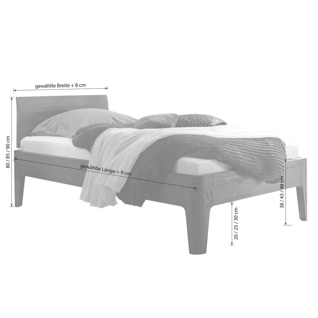 Einzelbett Ambato Eiche Massivholz