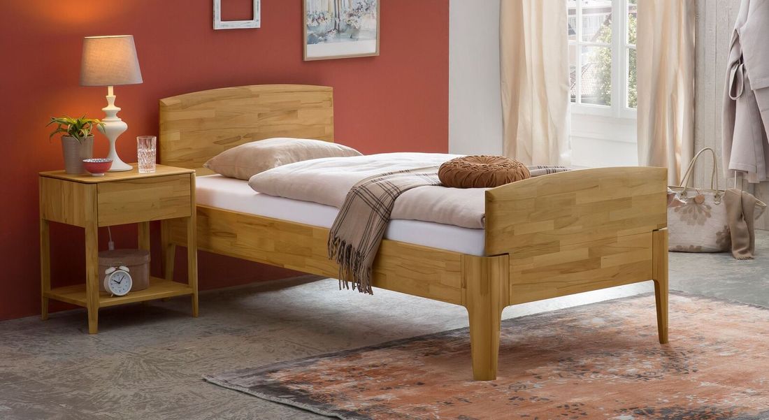 Einzelbett Brunon Komfort Kernbuche Massivholz