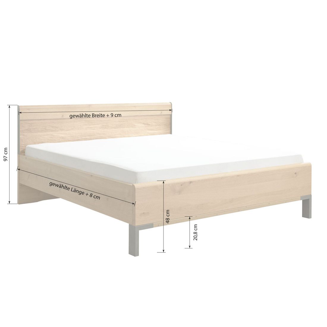 Interliving Bett 1027 Komfort Eiche teilmassiv