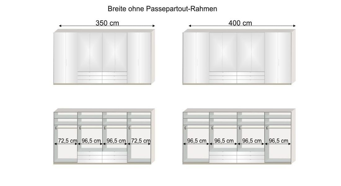 Falttüren-Kleiderschrank Elmira Eiche Dekor mit Schubladen, Spiegel und Glasfront