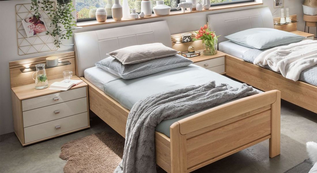 Einzelbett Elfun Komfort Eiche teilmassiv