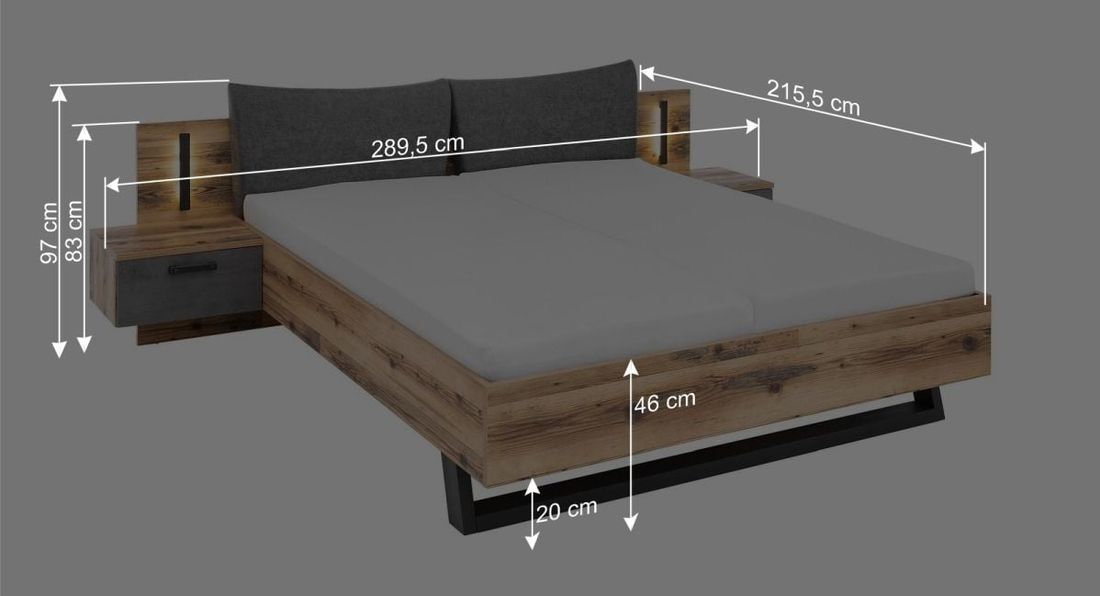 Bett mit Nachttischen Rocca