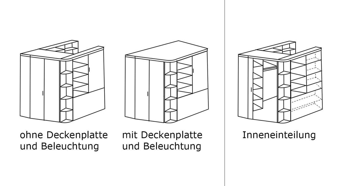 Eck-Kleiderschrank Solero begehbar