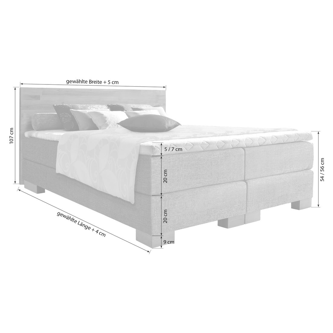 HOMELIV. Boxspringbett Salvatore Webstoff