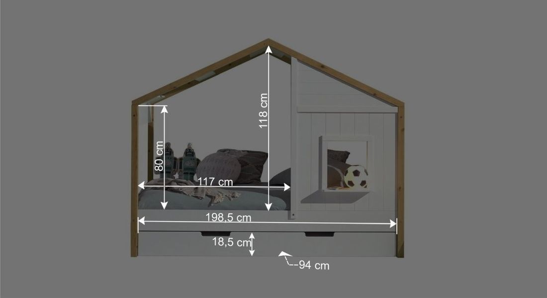 Hausbett Townhouse Kiefer Massivholz mit Lattenrost
