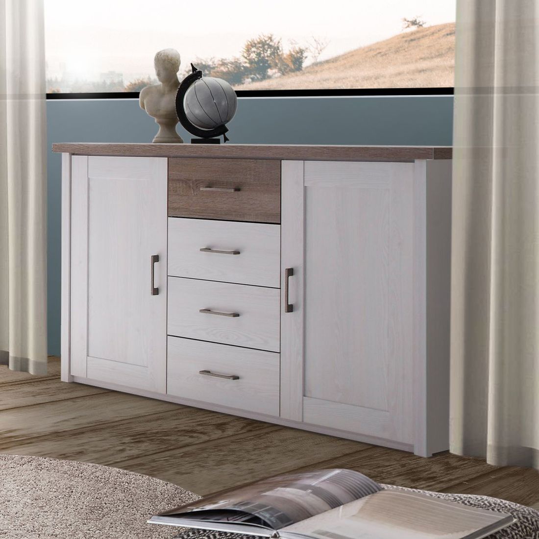 Sideboard Jordi Pinie Dekor mit Schubladen